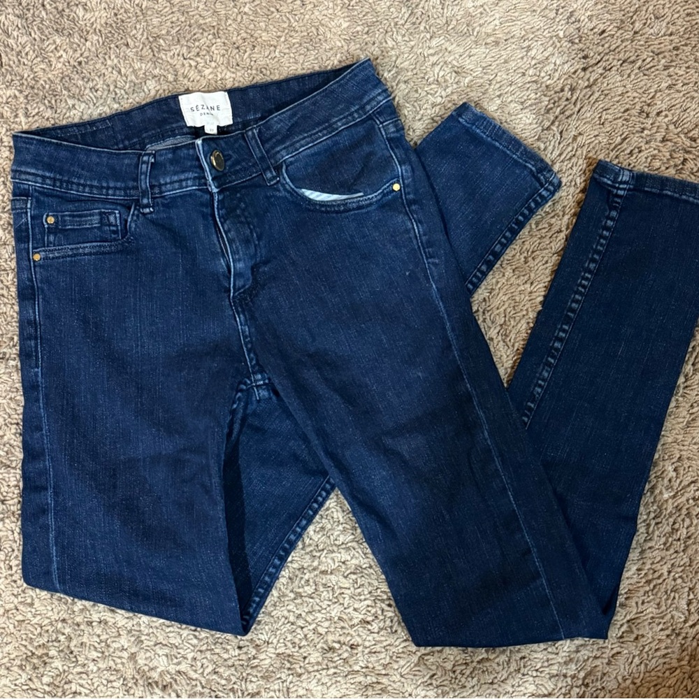 High-Rise Skinny Jeans in Dark Blue - Picture 2 of 9